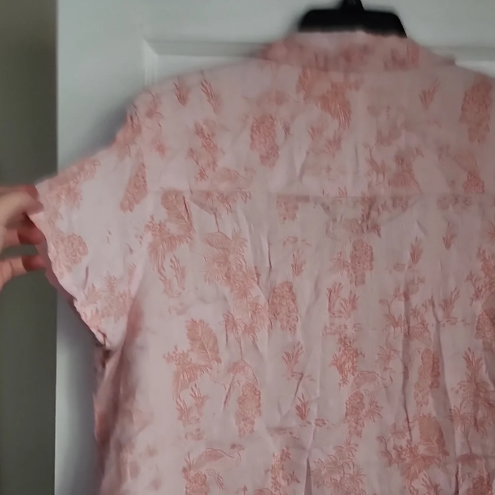 Cynthia Rowley 100% Linen Button Down Tropical Print Shirt - Picture 9 of 14